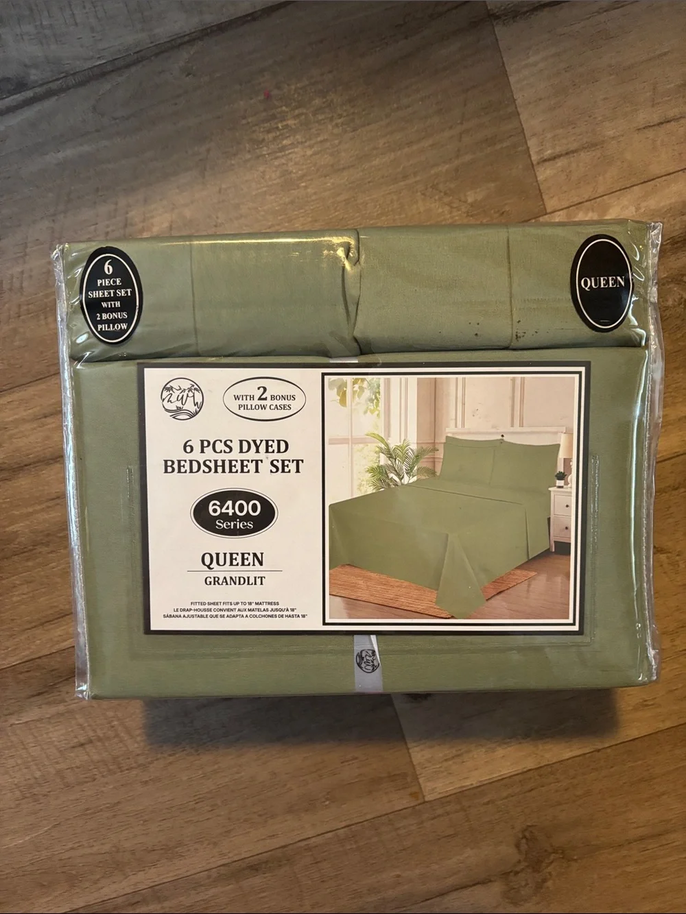 6-Piece Dyed Bedsheet Set - Queen, Olive Green